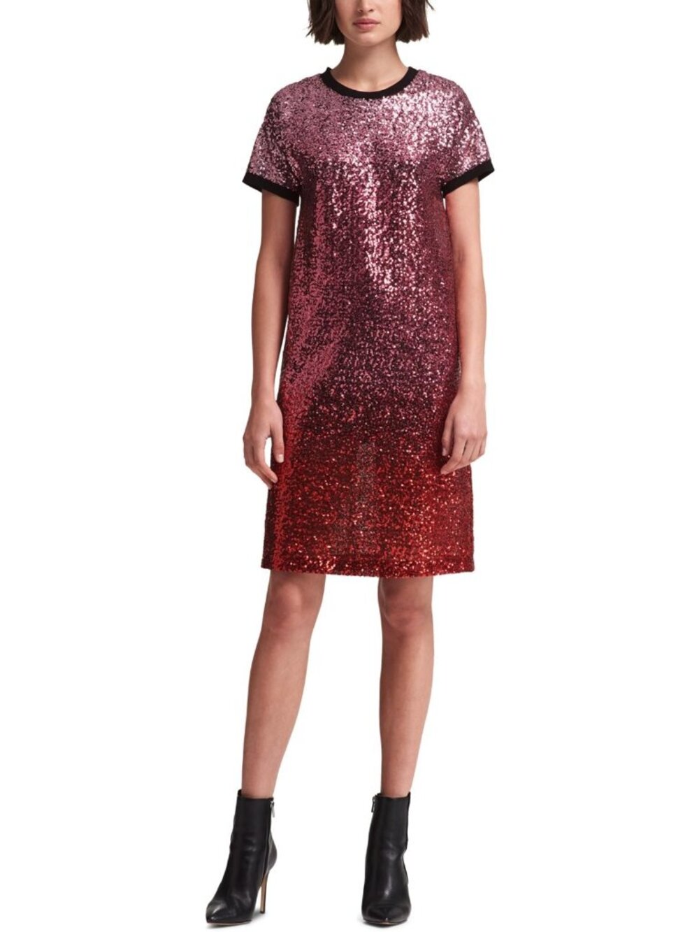 DKNY Womens Sequin Ombre T-Shirt Dress